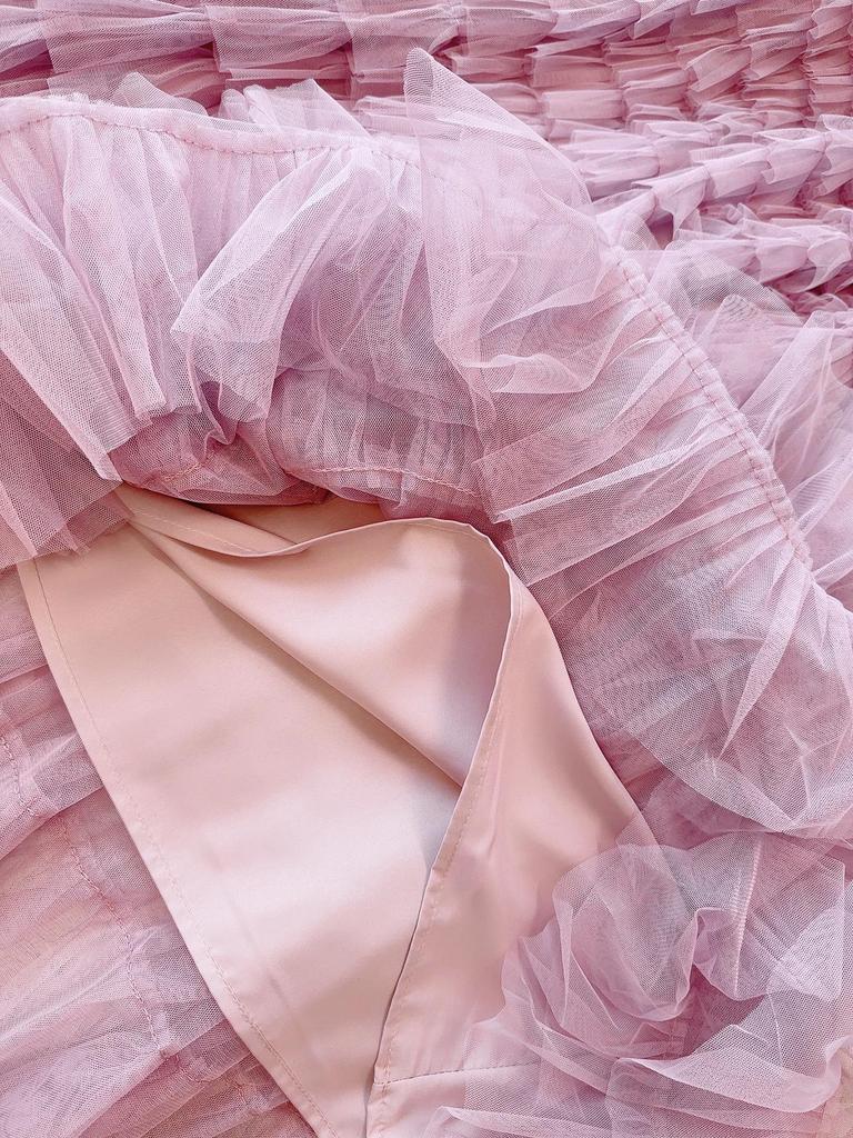 Korean Style Long Mesh Skirt Dress for Birthday, Holiday, Party, Dance - Mid-Length Socialite Swing Cake Skirt