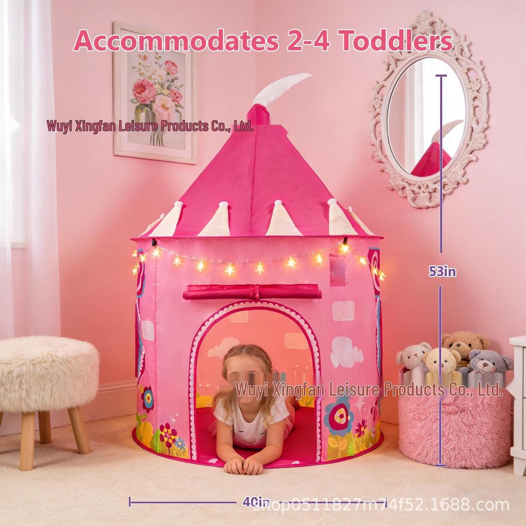 Pink Princess Castle Play Tent for Kids - Indoor Yurt Playhouse
