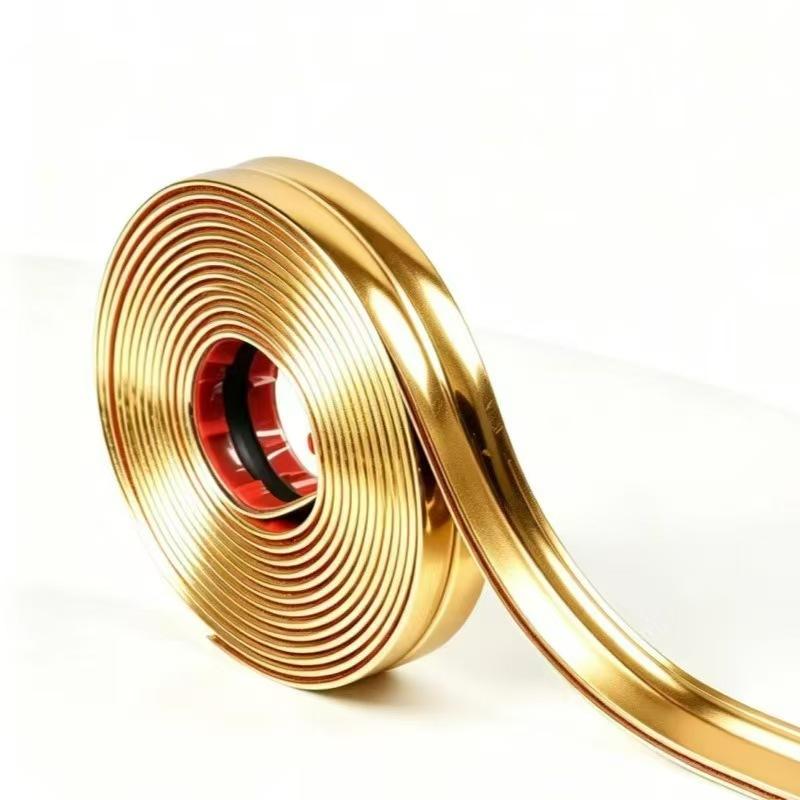 Self Adhesive Glossy Metal Edge Trim Strip With Strong Back Glue And Easy Installation Perfect For Home Wall Tile Gap Decoration