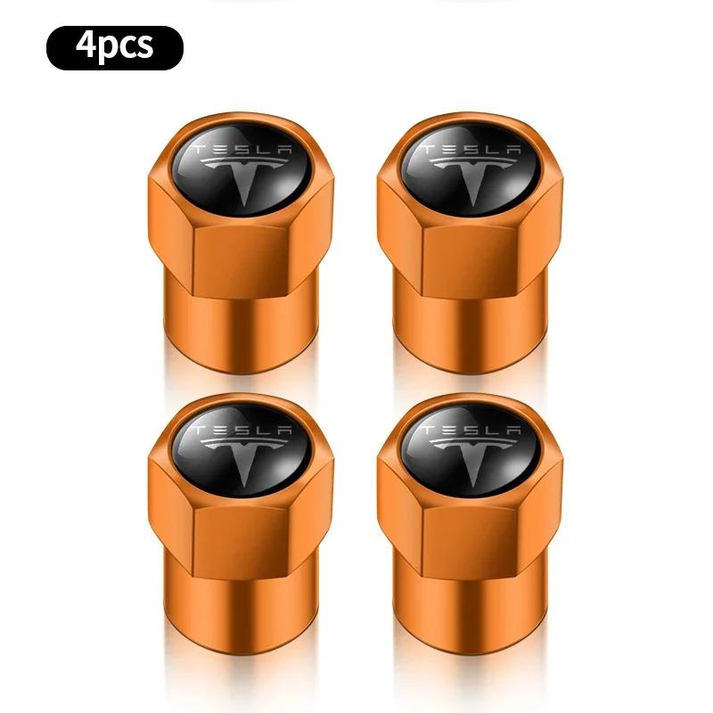 Car Sticker 2025 New Tesla 4pcs Car Wheel Tire Valve Caps Tyre Stem Covers Airdust Waterproof For Tesla Model 3 Y S X 2021 Roads
