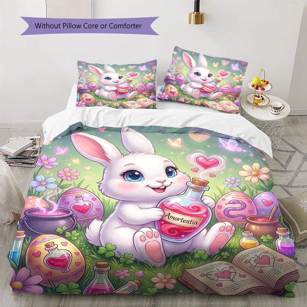 Magical Easter Egg Pattern Bedding Quilt Set Quilt Cover Pillowcase Home Decoration Birthday Gift (1 * duvet cover + 2 * pillowcase, without core)