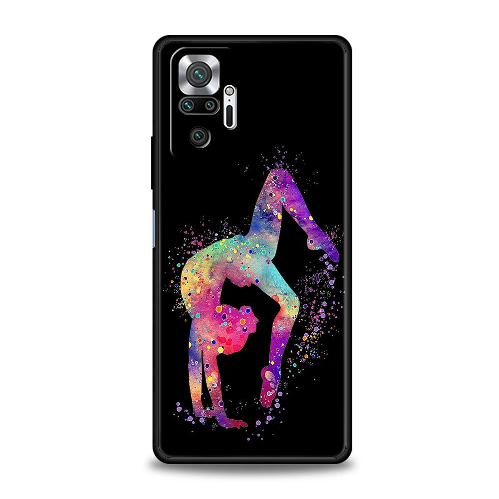 Phone Case For Xiaomi Redmi Note 14 13 12 5G 11 10 Pro Plus 4G 9S 9 14C 13C 12C 10C 9C 9A Soft TPU Cover Gymnastics water color