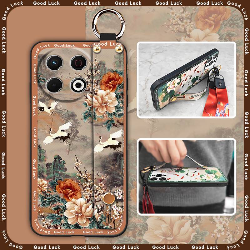 Phone Holder Silicone Phone Case For Tecno Spark30 Pro 4G/KL7 Kickstand Fashion Anti-knock Wrist Strap Soft Case Ring
