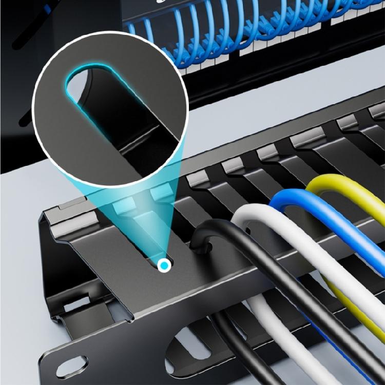 Enterprise 1U Rack Cable Organizers 19in 24 Position 48 Port Cold Rolled Steel Networking Component