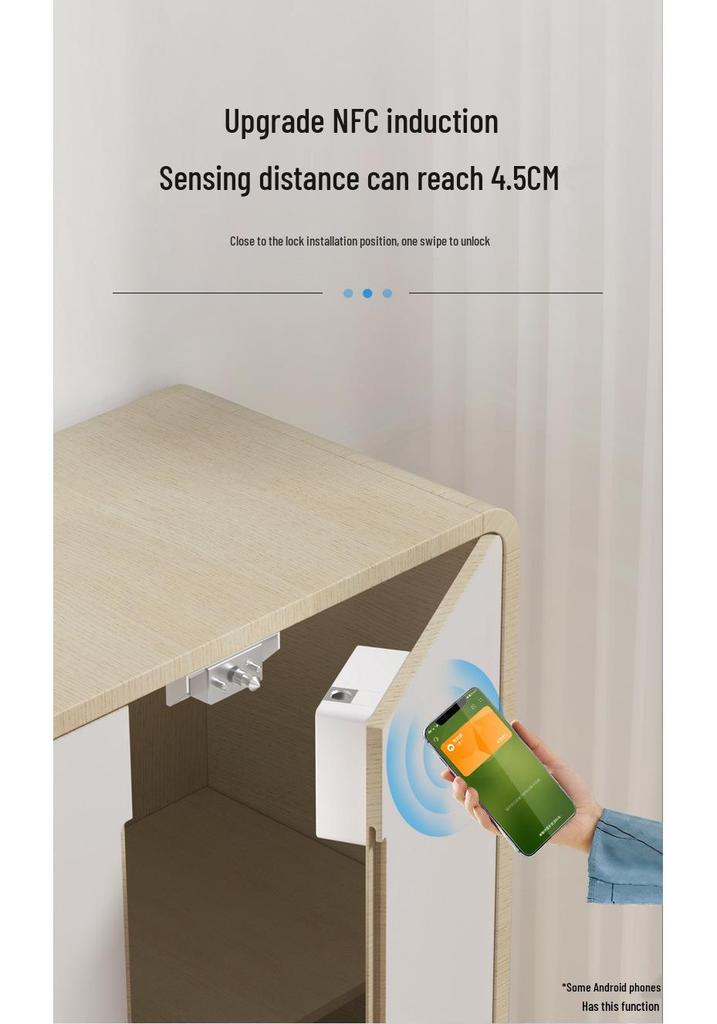 Invisible NFC Smart Cabinet and Drawer Lock - Electronic Induction Lock for Storage, Shoe, and Locker Cabinets, No Drilling Required.