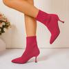 Women's High Boots Fashion Woman Booties Pointed High Heel Knitted Stretch Boots Women High Heels Shoes