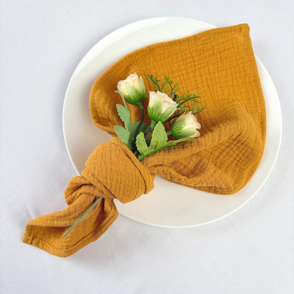 10PCS Cloth Napkins Boho Gauze Washable Cotton 16X16Inches for Wedding Baby Shower Bridal Shower Dinner Tea Party Easter Decorat