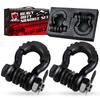 2pcs 3/4" D-Ring Shackle U-Hook Loop Shackles with Screw Pin Isolators Washers for Jeep Off Road Vehicle Recovery