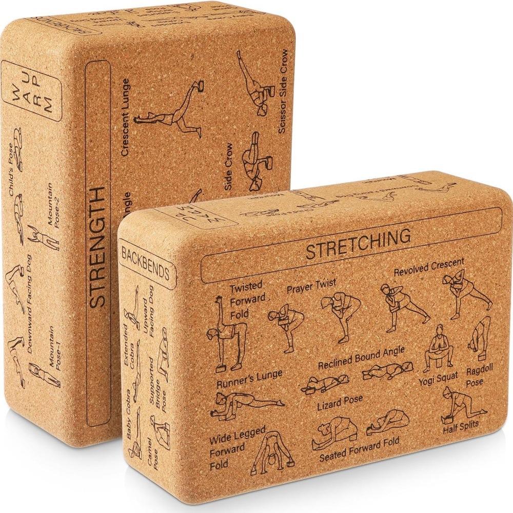 Best-Selling Custom Logo Eco-friendly Yoga Mat Natural Fitness Cork Tiles for Yoga Exercises European size (22.5*12*7.5cm)