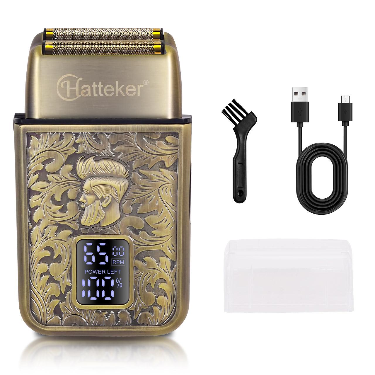 

Бритва Hatteker Профессиональная бритва Электрический триммер для бороды Бритва Водонепроницаемая бритва Поршневая Светодиодная бритва для мужчин бронзовый