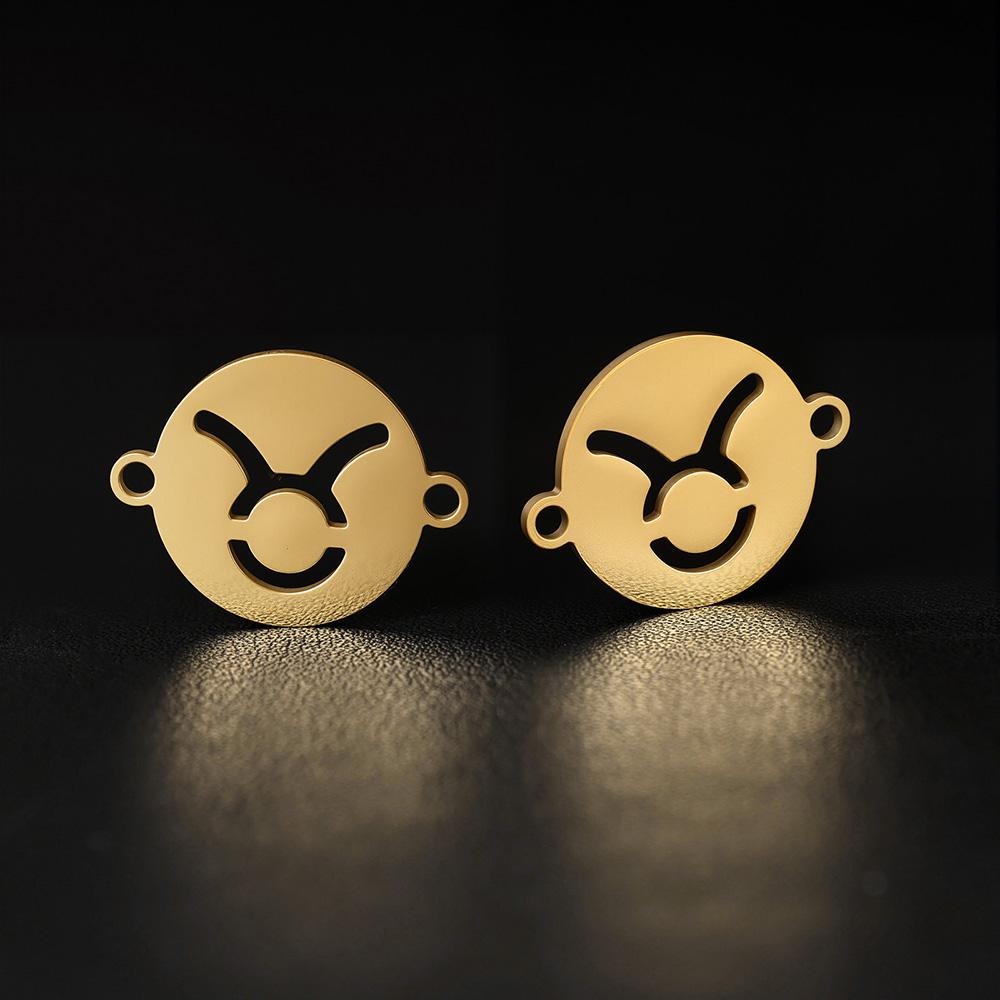 5pcs/lot 316 Stainless Steel Gold Plated 12 zodiac signs Small Charms Connector Pendant For Necklace DIY Jewelry Making
