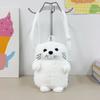 Soft Fluffy Cute Seal Shoulder Bag Cartoon Adjustable Straps Phone Bag Lightweight Fabric Crossbody Bag Women's Accessories
