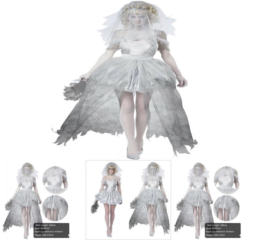 Halloween Ghost Bride Dress Costume For Women Role Play Party Cosplay