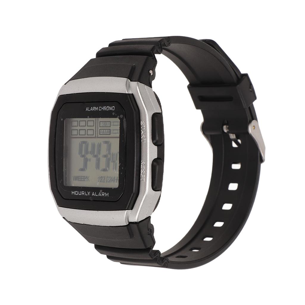 Sport Digital Watch Multifunction Shockproof Waterproof Retro Classic Digital Chronograph Watch for Students Men Silver