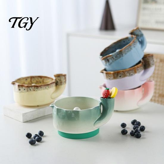 Delicate Fruit Cleaning Bowl Ceramic Berry Washing with Drainage Holes, Handmade Multifunctional Drain Basket Vegetable Draining Basket, Colander for