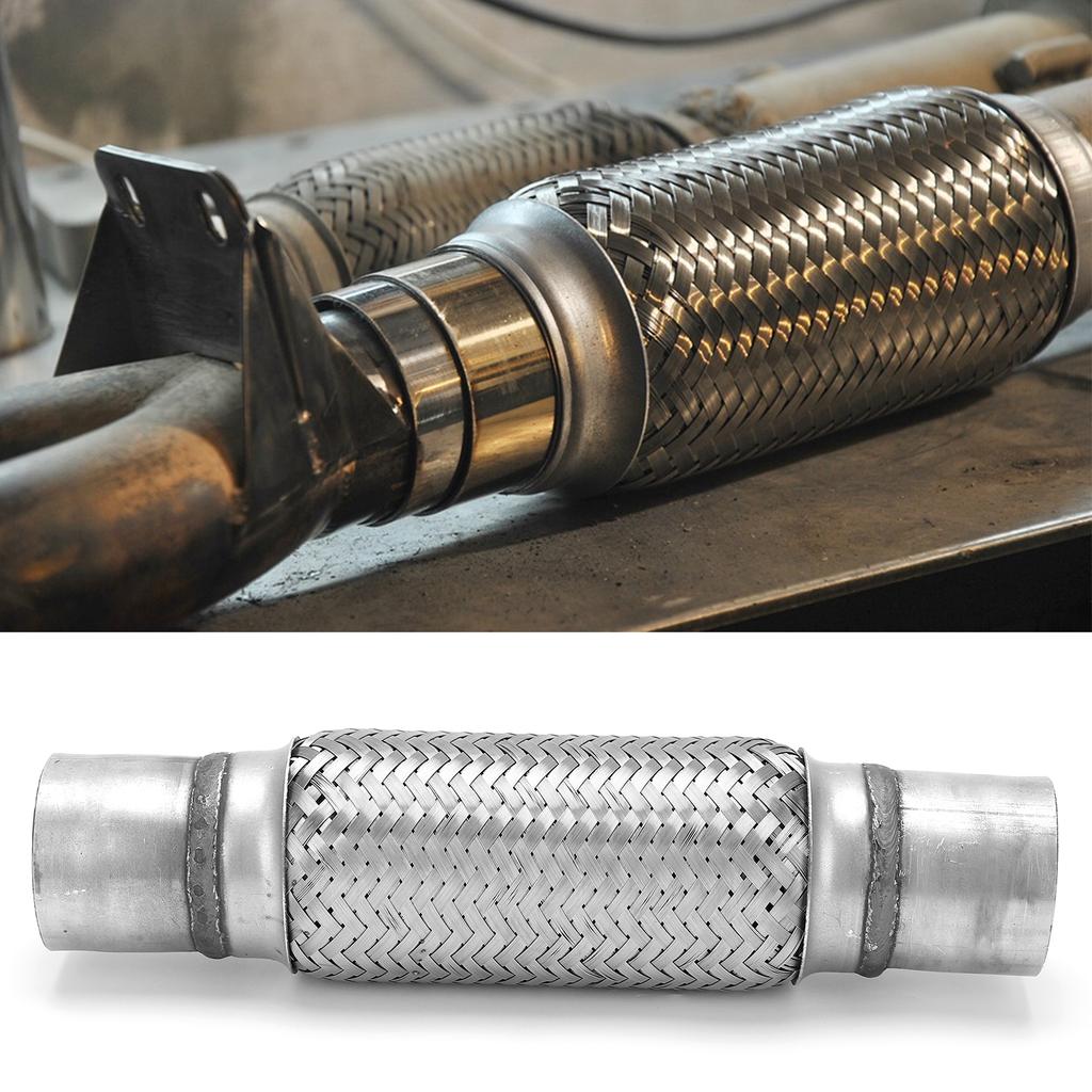2.25x12in Woven Exhaust Repair Flexible Pipe Bellows Flex Joint 57mm Stainless Steel for Car