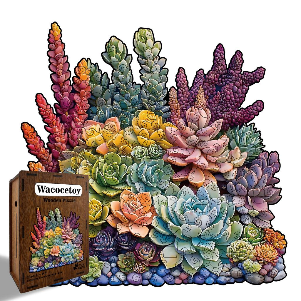 Succulent Puzzle Wooden Special-Shaped Splicing Toy Original High-Difficulty Decompression Puzzle
