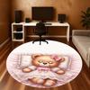 1PC Teddy Bear Pink Dress Sleep Round Chair Mat Area Rug - Non-Slip, Floor Mat for Office, Bedroom, Home Decor Christmas Gift C0528108