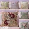 Retro Floral And Bird Patterned Fabric Cushion Cover Durable Hypoallergenic Organic Linen Short Pillow Cover Washable