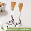 Wooden Handle Stainless Steel Potato Masher Vegetable Fruit Crusher Baby Food Making Kitchen Utensil 3