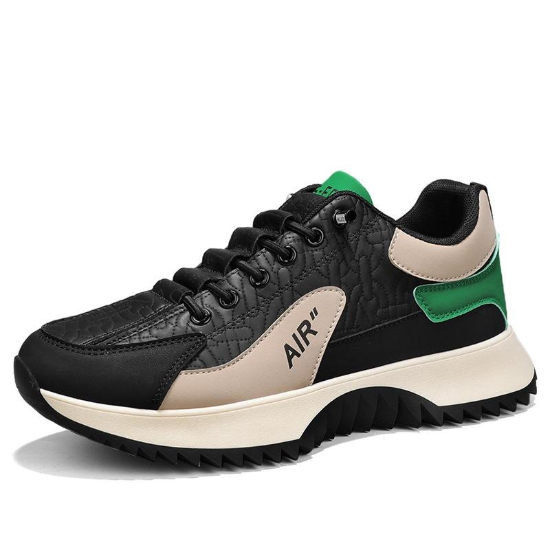

Men s leather thick-soled foot casual shoes, light running, autumn and winter new youth trend contrasting sports men s shoes 39