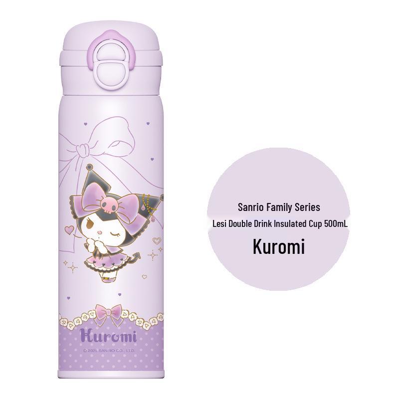 

Изолированная бутылка для воды с соломинкой Hello Kitty для девочек - Милая, портативная и идеально подходит для школы 500ml