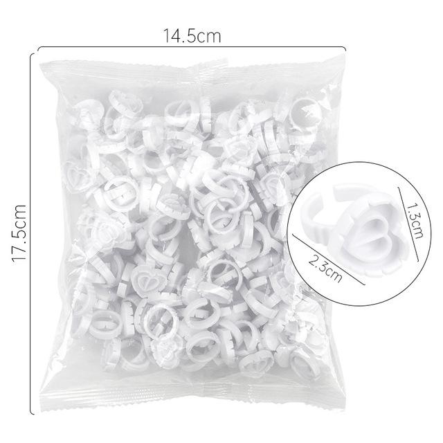 100 Pcs Heart Glue Ring Eyelash Extension Holder Ring Pallet for Tattoo Pigment Adhesive Gel Glue Container Makeup Tools