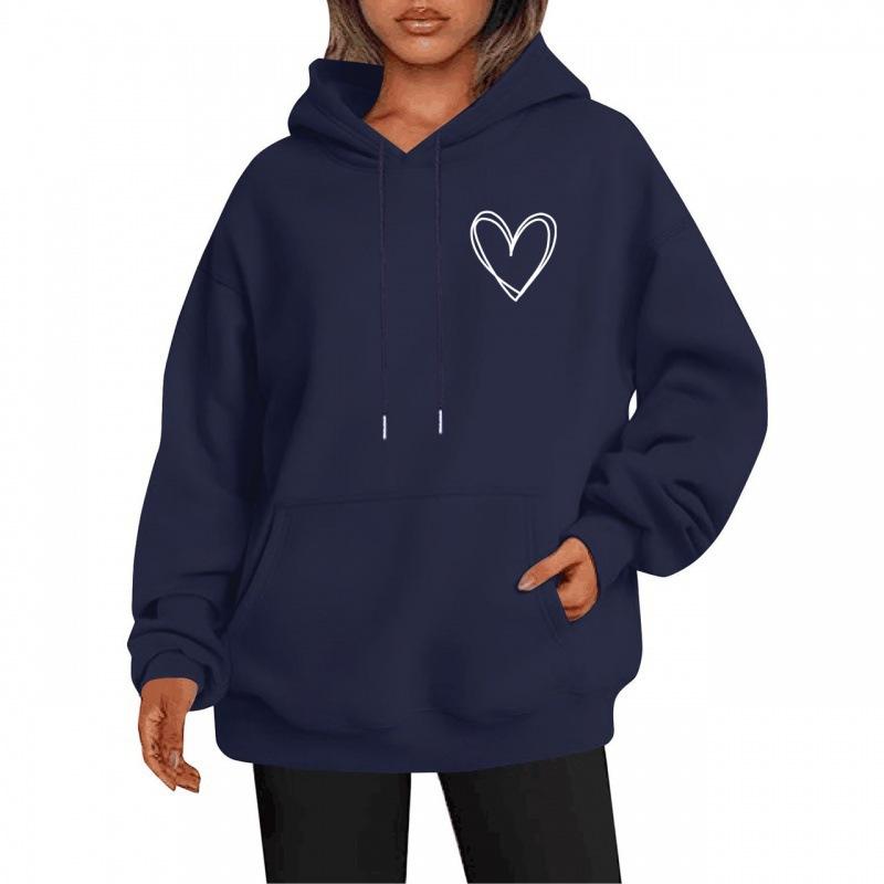 Autumn Love Printed Hoodies Fashionable Casual Sports Long Sleeved Women's Hooded Sweatshirts