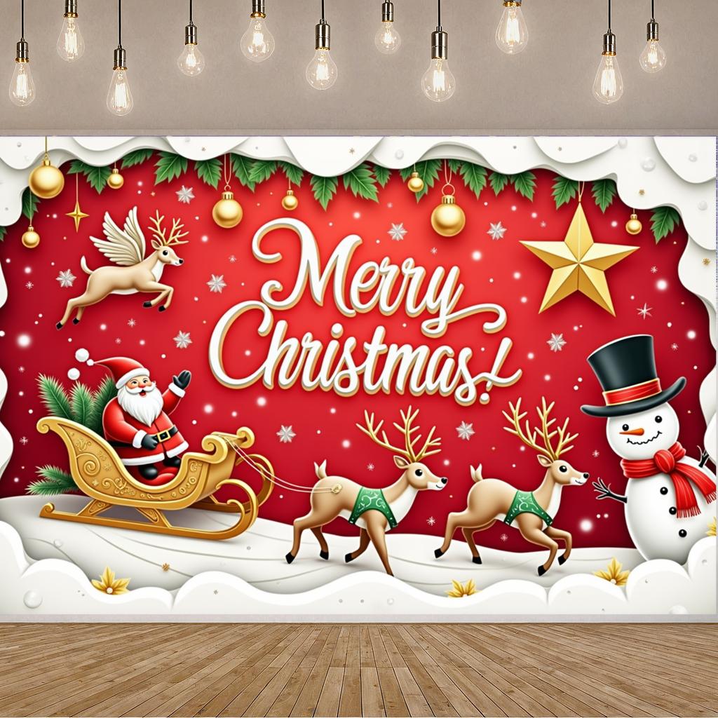 Christmas Celebration Cheerful Theme Party Backdrop Seasonal Decoration Angels Event Banner For Holiday Celebration Family