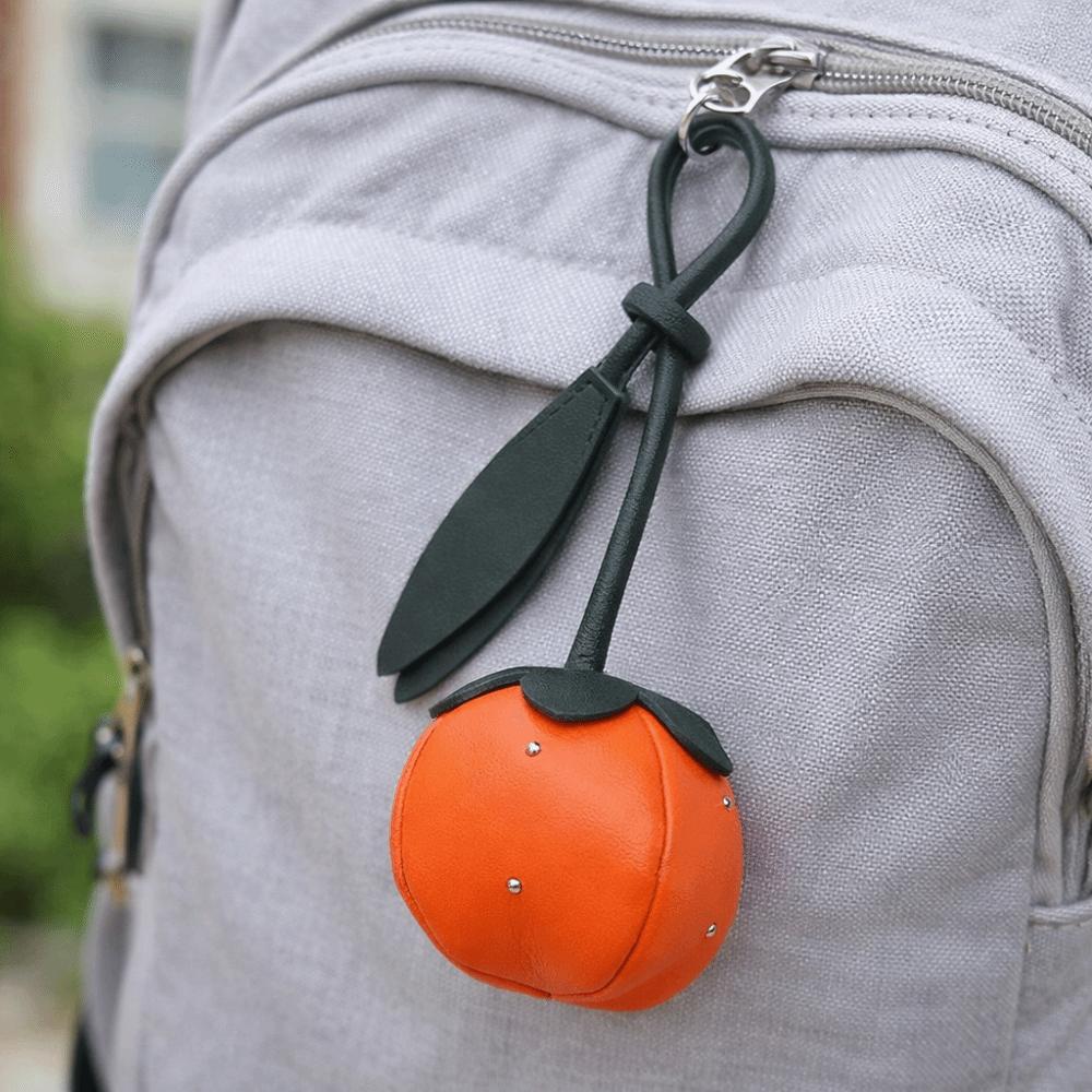 Exquisite Leather Persimmons Bag Charm Elegant Fruit Shape Fashionable Bag Pendant Cute All-Match Hanging Decoration Keychain