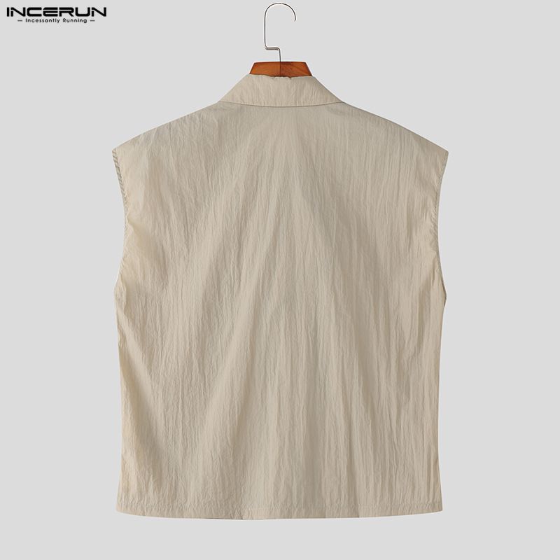 INCERUN Two Pieces Casual Sets Men Sleeveless Waistcoat and Long Cargo Pants Trousers Outfits