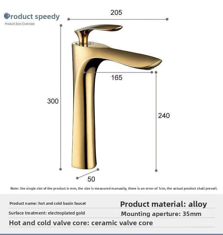 Golden Maple Leaf Basin Faucet for Hot and Cold Water Household Use Raised Washbasin Countertop Single Hole Faucets Bathroom