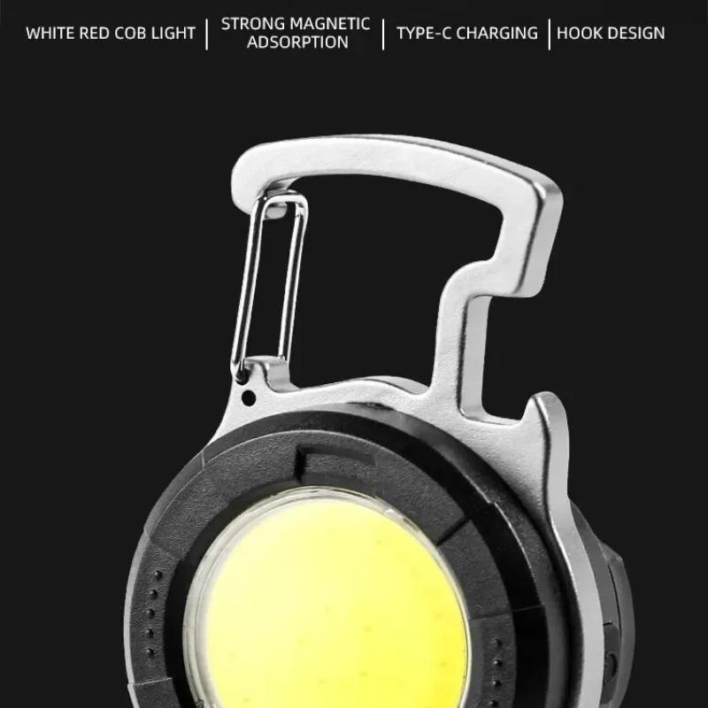 Portable Cob Keychain Flashlight Led Mini Work Lights Floodlight Type C Rechargeable Bottle Opener Outdoor Camping Light