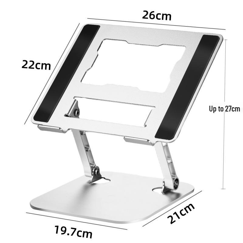 Adjustable Aluminum Alloy Laptop Stand with Cooling Riser and Rotating Feature