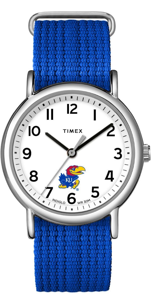 

Годинник Timex Uni Weekender 38 мм - Kansas Jayhawks Slip-Through Single Layer Strap, Blue