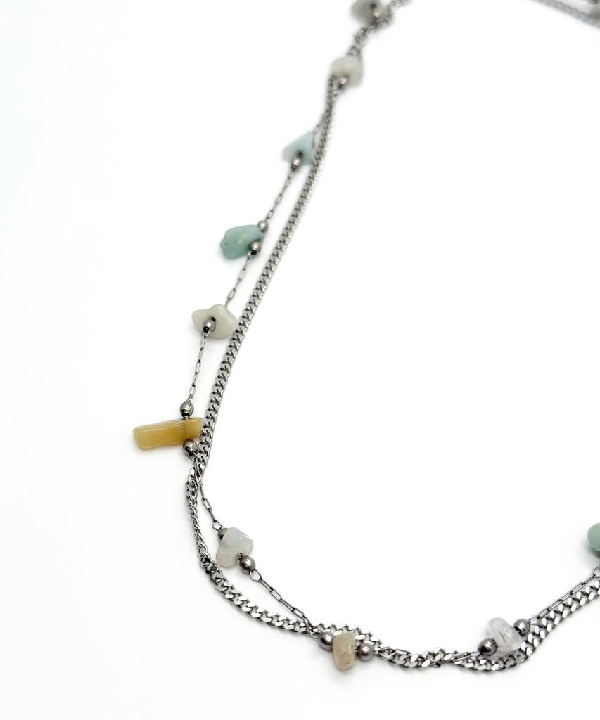 Monoflux Drift Stone Wave Double Chain Necklace