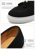 Men's British Style Leather Slip-On Loafers, Size 47 - Versatile Casual Sports Shoes