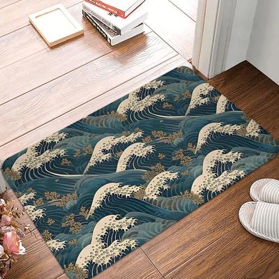 Japanese Wave Bathroom Non-Slip Carpet The Great Wave Off Kanagawa By Hokusai Bedroom Mat Entrance Door Doormat Floor Decor Rug