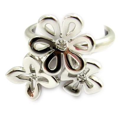 Silver Ring 'Flora' White