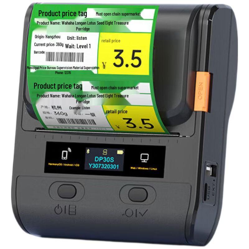 Detong DP30S Portable Thermal Price Label Printer CN plug (adapter included)