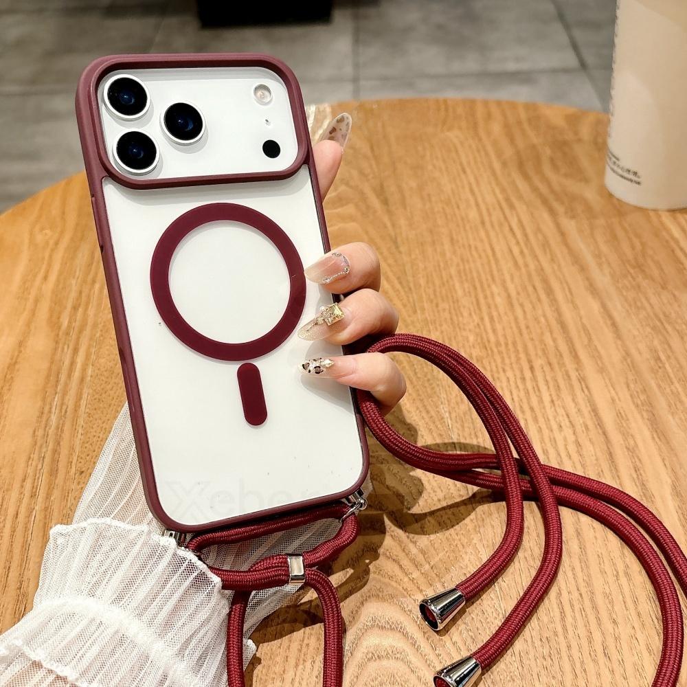 Strap Case For iPhone 17 16 15 14 13 12 11 Pro Max Plus For Magsafe Crossbody Lanyard Shockproof Magnetic Wireless Charge Cover