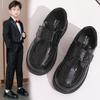 Boys' Spring and Autumn Leather Shoes Fashionable Soft-soled Black Medium and Large Children's Elementary School Campus Performance Shoes