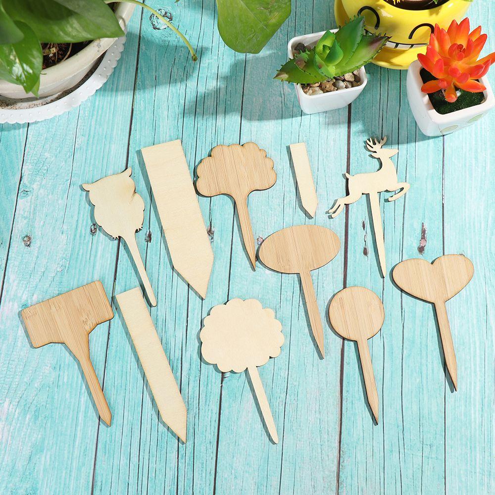10PCS Eco-Friendly Bonsai Ornament Nursery Pots Wood Sign Tags Bamboo Plant Labels Garden Markers Planting Tools