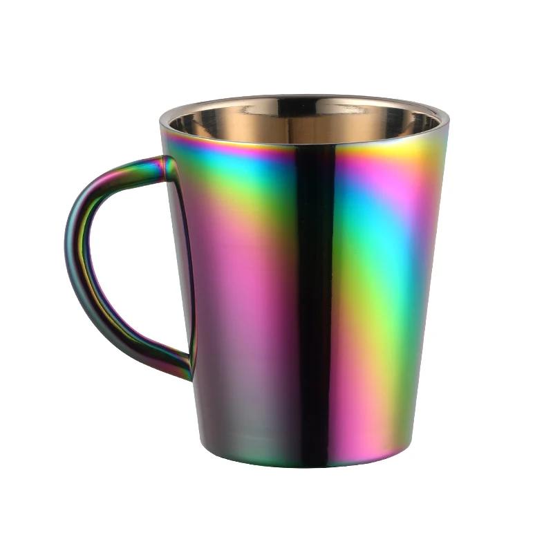 300ml Gold Beer Cups Stainless Steel Water Cup Double Layer Milk Cup Metal Coffee Mug Tableware Kitchen Drinking Serving Tools