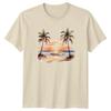 Beach Sunset Palm Trees Tropical Travel Graphic Tee Mens Womens Unisex Shirt
