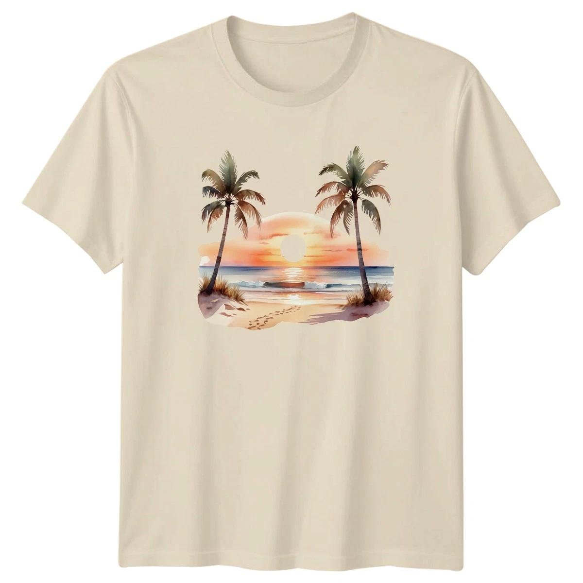 Beach Sunset Palm Trees Tropical Travel Graphic Tee Mens Womens Unisex Shirt XXXXL