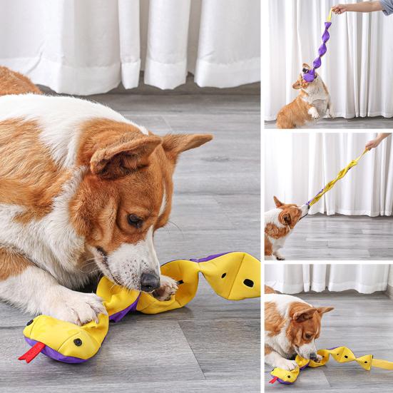 

Dog Squeaky Toy Built-in Voice Multiple Leak Holes Cartoon Snake Shape Pet Dog Puzzle