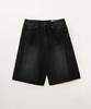 Seteo Pleated Bermuda Washed Denim Shorts Black