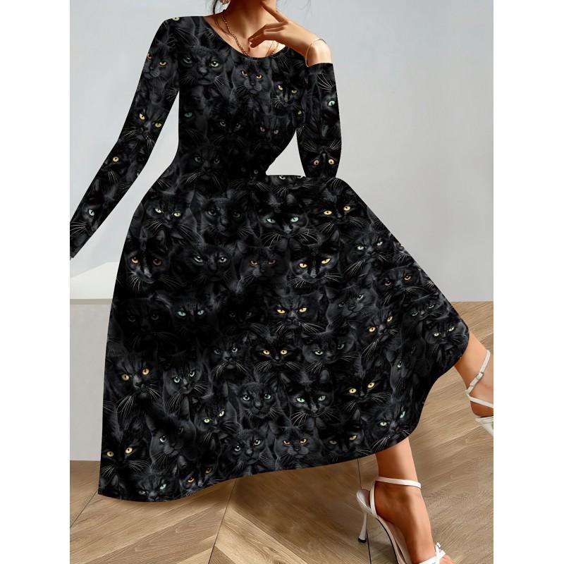 Womens Purple Floral Print Long Sleeve Maxi Dress - Elegant Party In Milk Silk Fabric