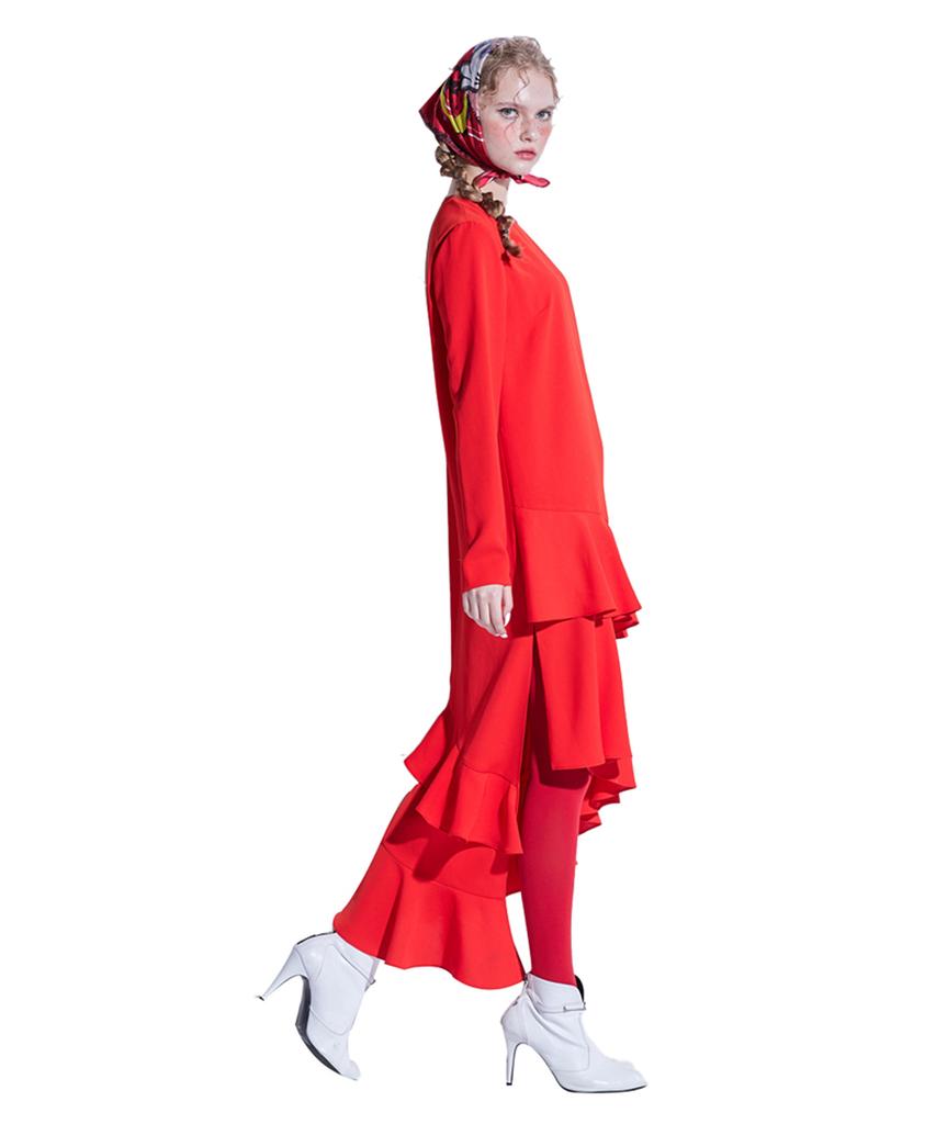 Greedius Red Ruffle Dress